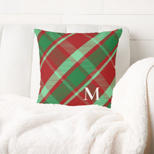 Almofada Xadrez de Natal Elegante Vermelho e Verde