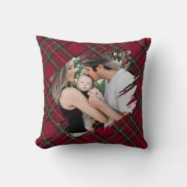 Almofada Xadrez de Natal Foto personalizada da família
