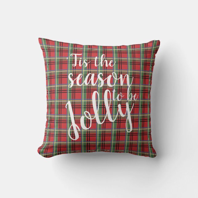 Almofada Xadrez de Natal Red and Green Tartan (Frente)