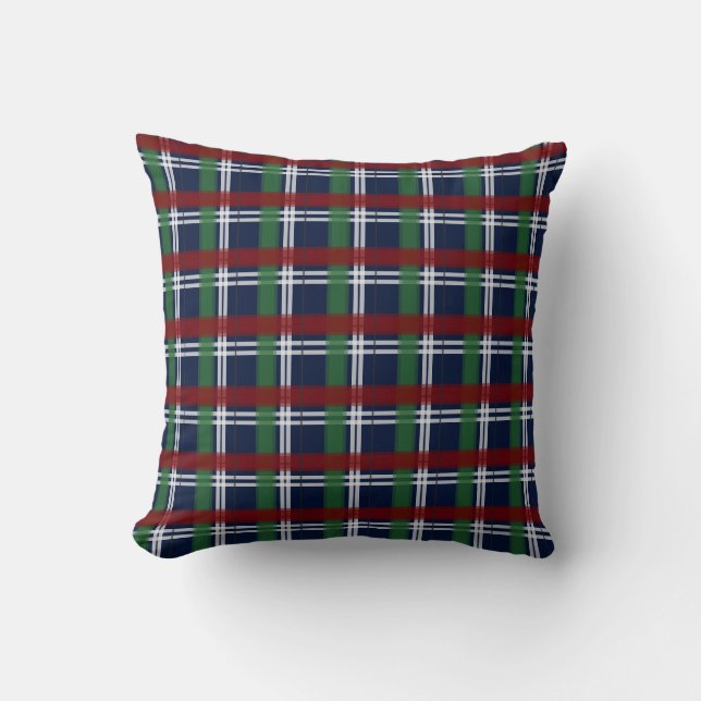 Almofada Xadrez de Natal Verde e Marinho Vermelho Azul (Frente)