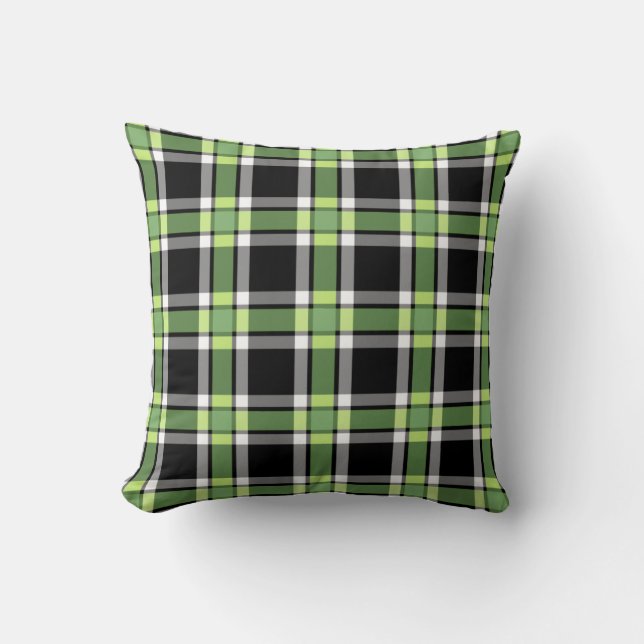 Almofada Xadrez de Natal verde e preto (Frente)
