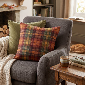 Almofada Xadrez de Outono - Colheita Rústica de Outono