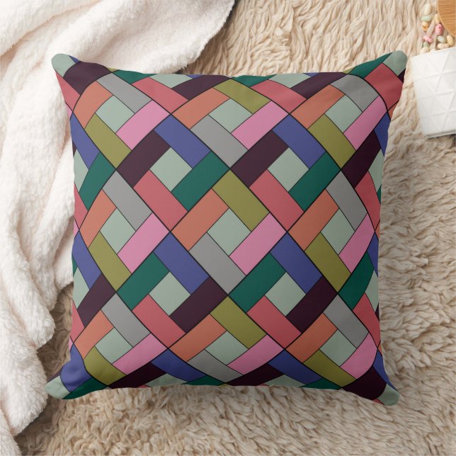 Almofada Xadrez de patchwork geométrica feita de pat multic (Cobertor)