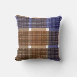 Almofada Xadrez de tartan castanho-violeta com verificação 