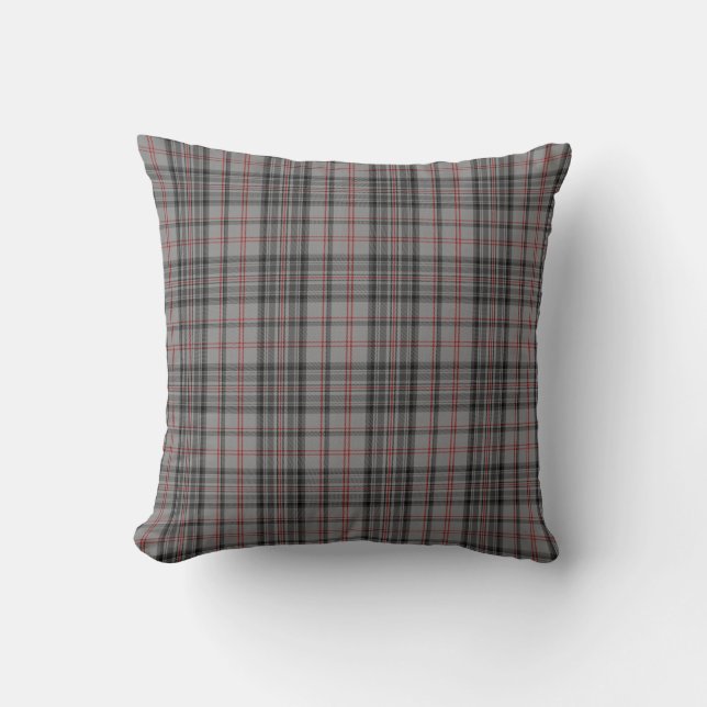 Almofada Xadrez de Tartan diferente vermelha preta cinzenta (Frente)