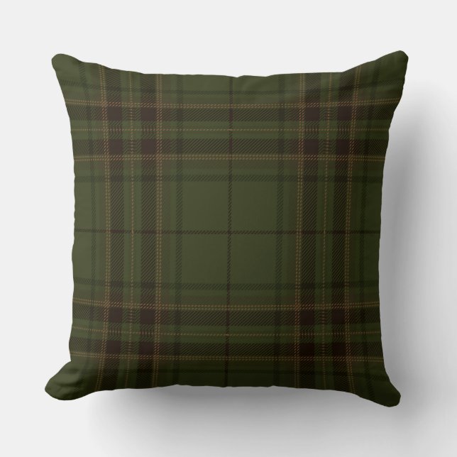 Almofada Xadrez de Tartan escocesa preta verde escuro de (Frente)