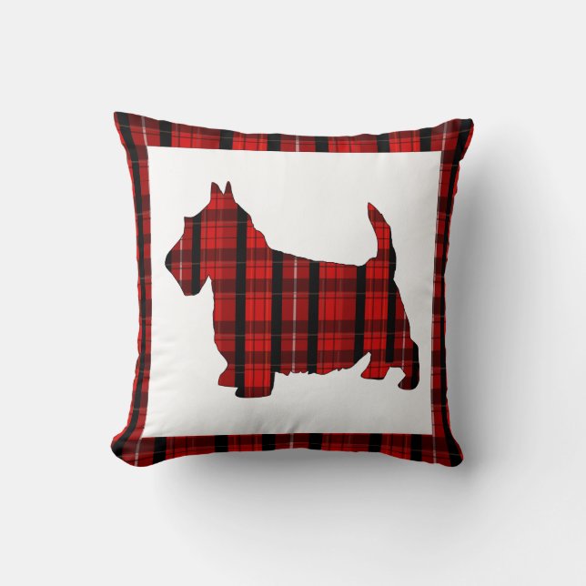 Almofada Xadrez de Tartan Scottie Dog Travesseiro decorativ (Frente)