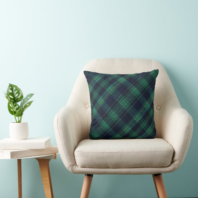 Almofada Xadrez de Tartan Verde e Azul (Cadeira)
