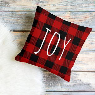 Almofada Xadrez e Joy Red Buffalo Feriado Feliz
