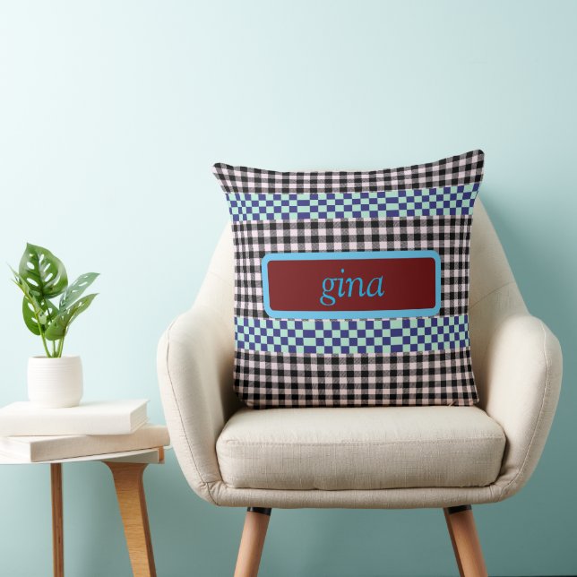 Almofada Xadrez Escocês Personalizado (Cadeira)