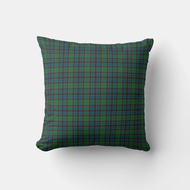 Almofada Xadrez Escocês Verde Azul Laranja (Frente)