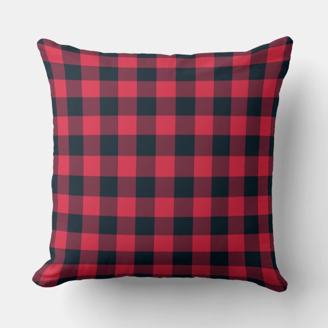 Almofada Xadrez Escocês Vermelho e Preto (Frente)