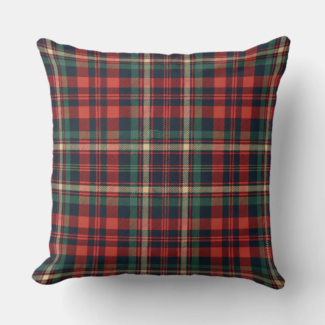 Almofada Xadrez Escocês Vermelho e Verde Tradicional (Frente)