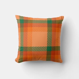 Almofada Xadrez Escocesa Verde, Vermelho, Laranja e Beige T