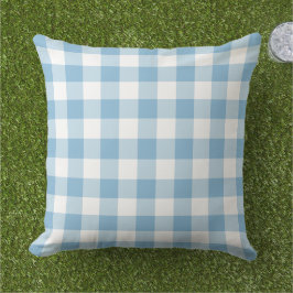 Almofada Xadrez Gingham Azul Céu e Branco