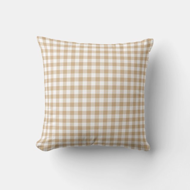 Almofada Xadrez Gingham Bege Branco (Frente)