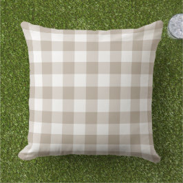 Almofada Xadrez Gingham Bege Branco Clássico
