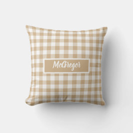 Almofada Xadrez Gingham Bege Personalizado