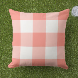 Almofada Xadrez Gingham Branco Coral Clássico Grande