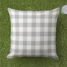 Almofada Xadrez Gingham Cinza Clássico Branco