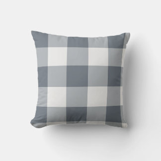 Almofada Xadrez Gingham Cinza Grande