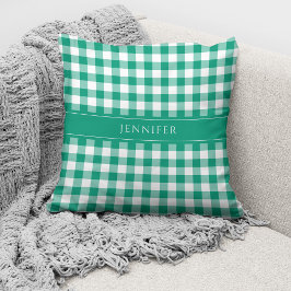 Almofada Xadrez Gingham Verde Rústico Personalizado