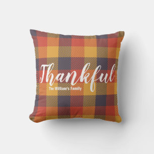 Almofada Xadrez Laranja de outono Tartan - Queda de fazende