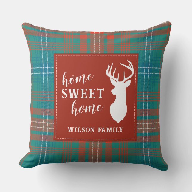 Almofada Xadrez Natal Clan Wilson Família Rustic Tartan (Frente)