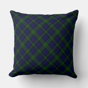 Almofada Xadrez preta do verde azul do tartan do clã do