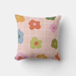 Almofada Xadrez reproduzível com margaridas