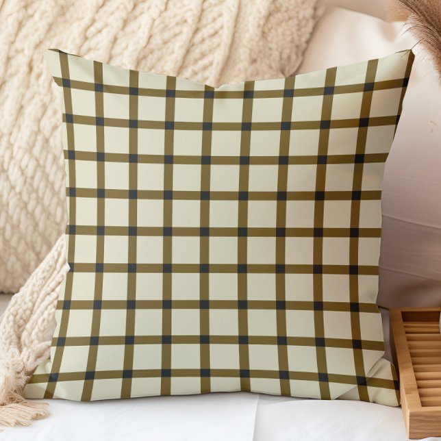 Almofada Xadrez Retro Marrom e Creme (Criador carregado)