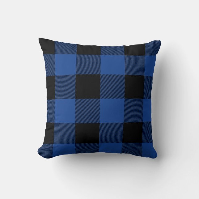 Almofada Xadrez Rustic Blue and Black Buffalo Check (Frente)