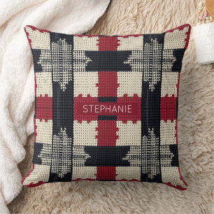 Almofada Xadrez Rustic Knit Snowflake - Cozy Winter Boho