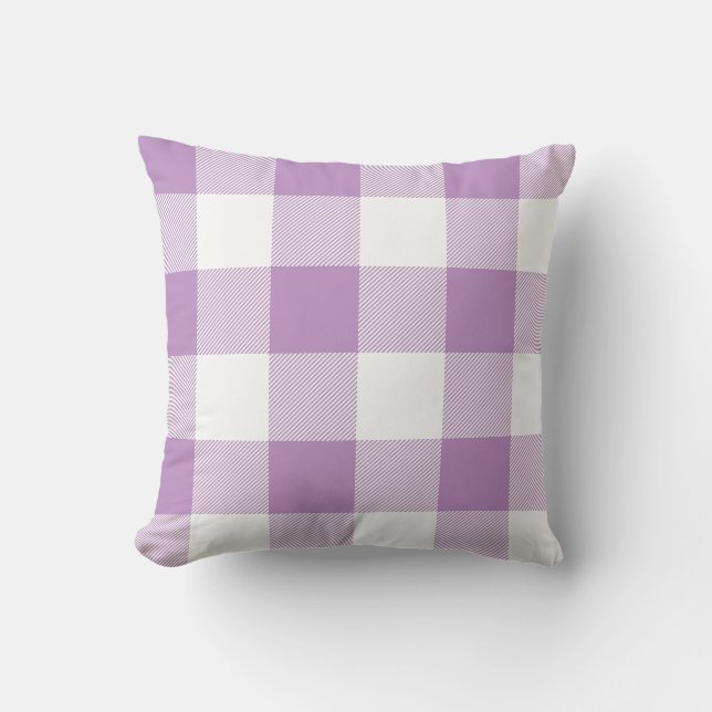 Almofada Xadrez Rustic Lilac and White Buffalo Check (Frente)