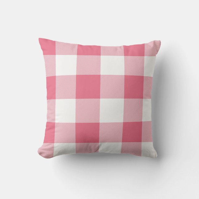 Almofada Xadrez Rustic Pink and White Buffalo Check (Frente)
