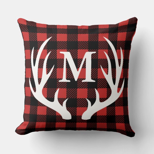 Almofada Xadrez rústica da verificação do búfalo dos (Frente)