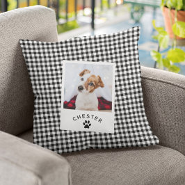 Almofada Xadrez Rústica Moderna Foto Pet Vichy Cão Mãe Gato