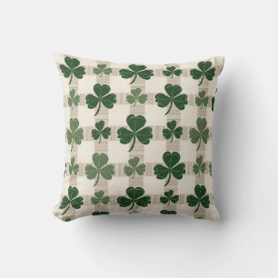 Almofada Xadrez Shamrock Rua. Travesseiro decorativo do Dia