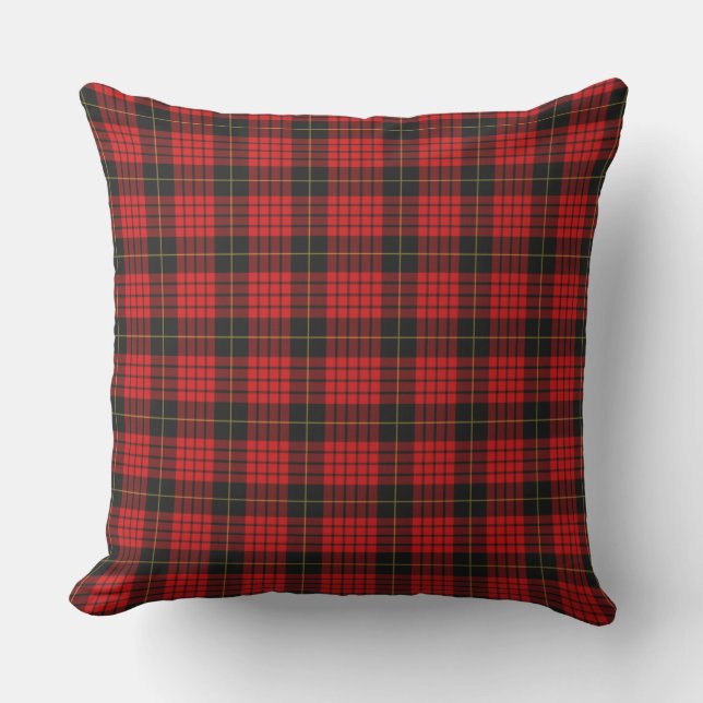 Almofada Xadrez Tartan Rustic Red Black Cheque mamãe Aniver (Frente)