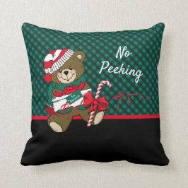 Almofada Xadrez Verde de Barramento de Natal Personalizada 