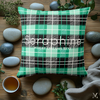 Almofada Xadrez Verde e Preta da Casa | Dreamy Tartan Perso