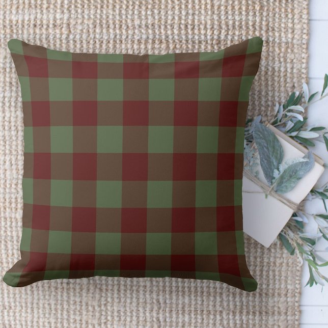 Almofada Xadrez Verde E Vermelho Da Fazenda Moderna (Modern farmhouse throw pillow green and red buffalo plaid couch pillow )