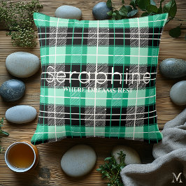 Almofada Xadrez Verde Menta e Preto | Xadrez Personalizado 