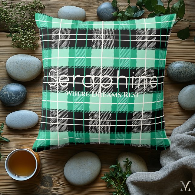 Almofada Xadrez Verde Menta e Preto | Xadrez Personalizado  (Criador carregado)