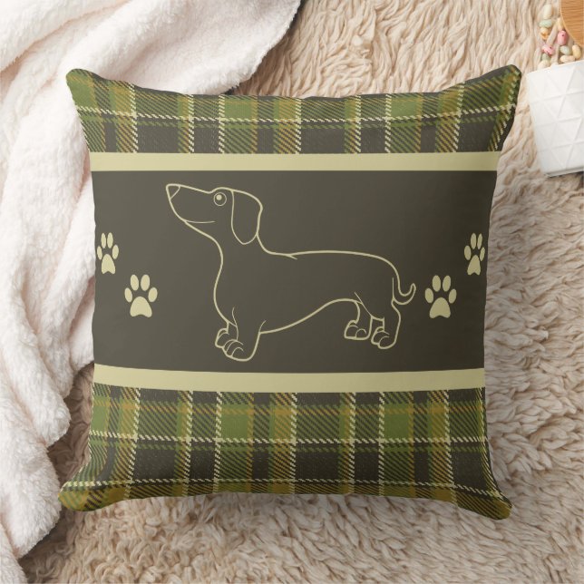 Almofada Xadrez Verde Travesseiro decorativo Dachshund (Cobertor)