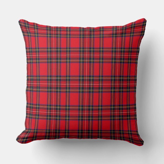 Almofada Xadrez vermelha de Stewart tartan (Frente)