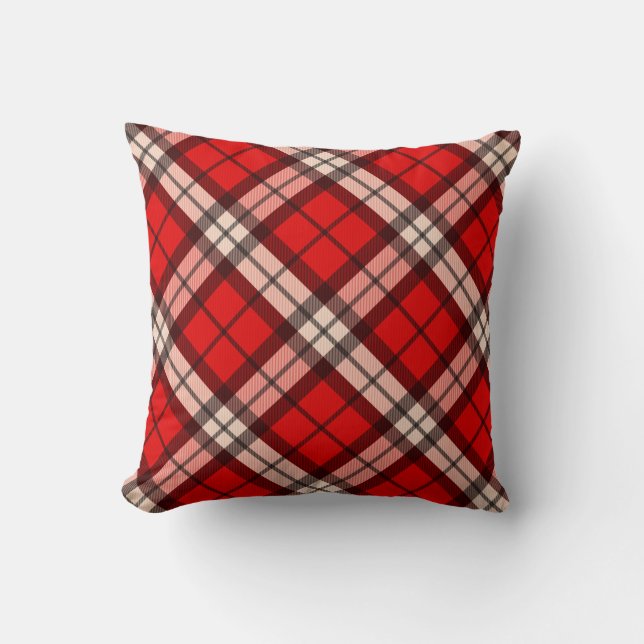 Almofada Xadrez Vermelha Tartan (Frente)