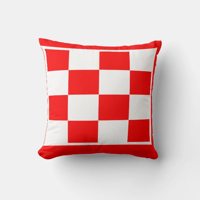 Almofada xadrez vermelho e branco (Frente)
