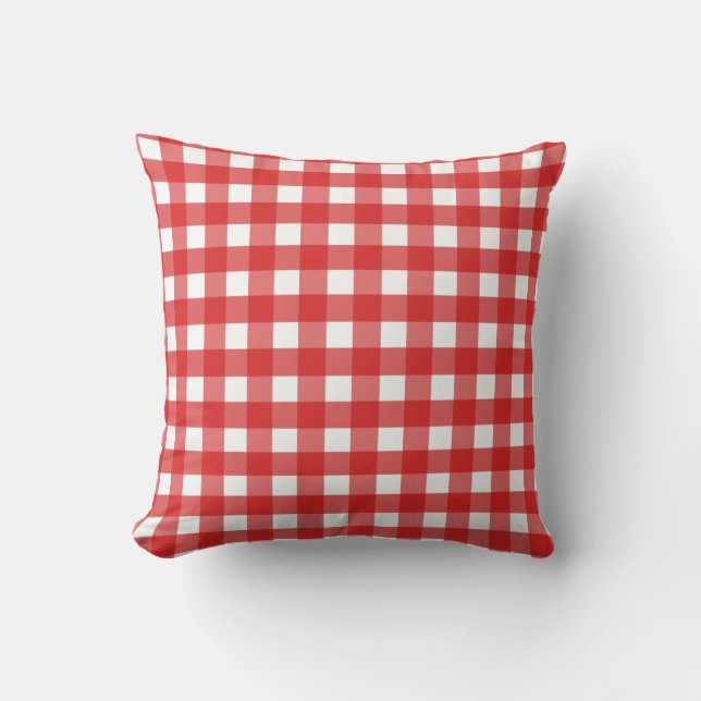 Almofada Xadrez vermelho e branco (Frente)