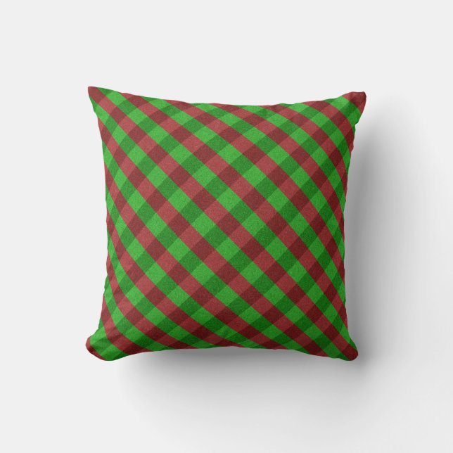 Almofada Xadrez Vermelho e Verde com Brilho (Frente)
